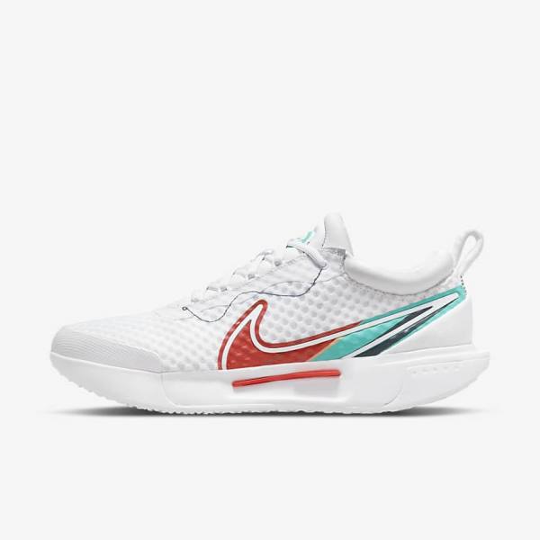 Men\'s Nike NikeCourt Zoom Pro Hard Court Tennis Shoes White / Red / Burgundy / Turquoise | NK859BTG