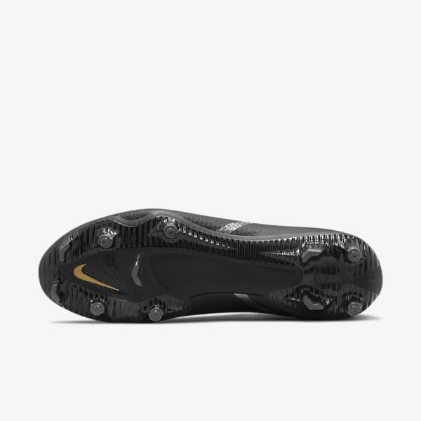 Men's Nike Phantom GT2 Academy Dynamic Fit MG Multi-Ground Football Shoes Black / Metal Gold / Dark Grey / Metal Dark Grey | NK381RHG