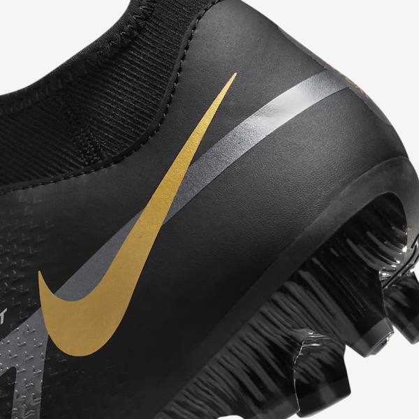 Men's Nike Phantom GT2 Academy Dynamic Fit MG Multi-Ground Football Shoes Black / Metal Gold / Dark Grey / Metal Dark Grey | NK381RHG