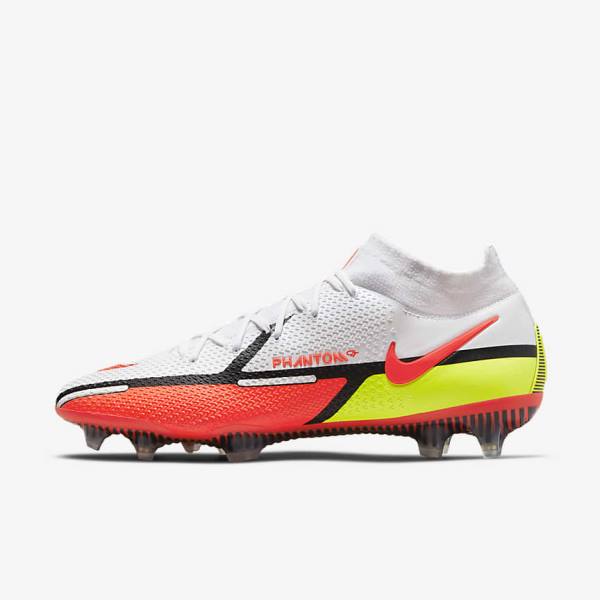 Men\'s Nike Phantom GT2 Dynamic Fit Elite FG Firm-Ground Football Shoes White / Light Red | NK042IKE