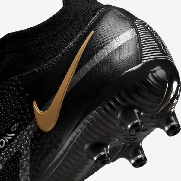 Men's Nike Phantom GT2 Dynamic Fit Elite AG-Pro Artificial-Grass Football Shoes Black / Metal Gold / Metal Silver / Metal Dark Grey | NK476KAH