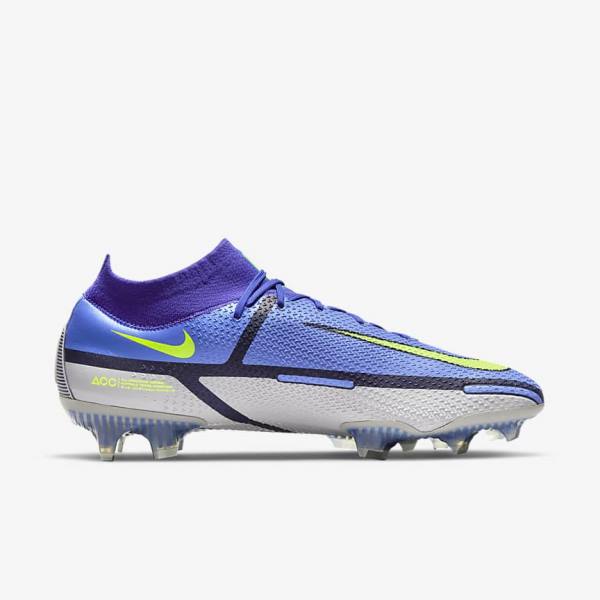 Men's Nike Phantom GT2 Dynamic Fit Elite FG Firm-Ground Football Shoes Blue / Grey | NK947CDM