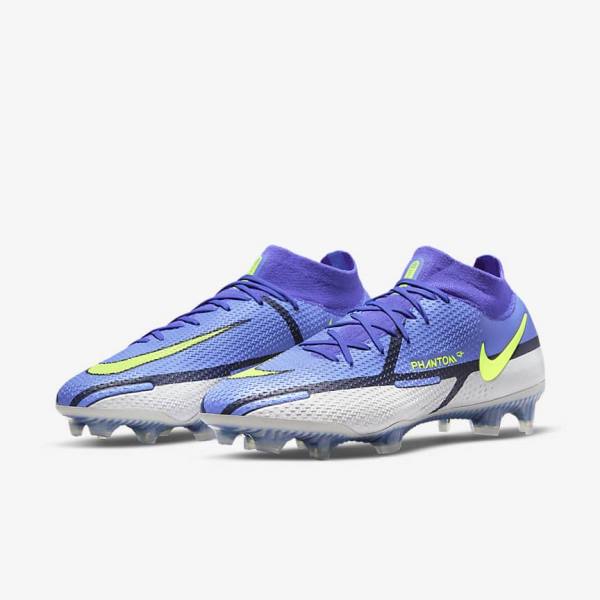 Men's Nike Phantom GT2 Dynamic Fit Elite FG Firm-Ground Football Shoes Blue / Grey | NK947CDM