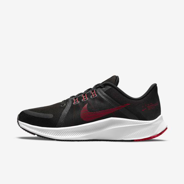 Men\'s Nike Quest 4 Road Running Shoes Black / White / Dark Grey / Red | NK309SJY