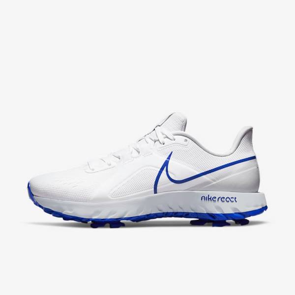 Men\'s Nike React Infinity Pro Golf Shoes White / Platinum / Blue | NK308NRH