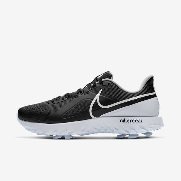 Men\'s Nike React Infinity Pro Golf Shoes Black / Metal Platinum / White | NK827CDV