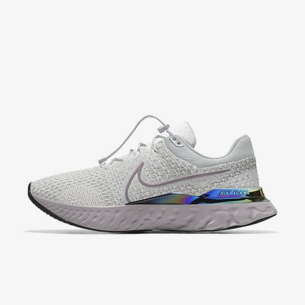 Men\'s Nike React Infinity Run 3 By You Custom Road Running Shoes Grey / Platinum / Grey | NK570XOV