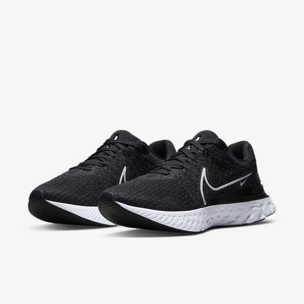 Men's Nike React Infinity Run Flyknit 3 Road Running Shoes Black / White | NK056HVL