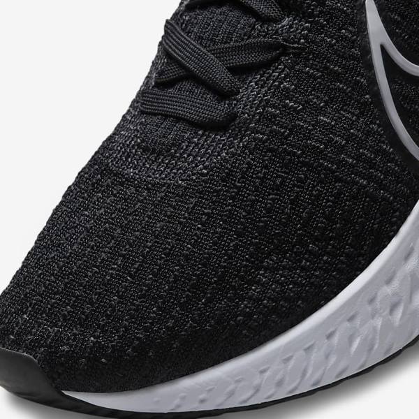 Men's Nike React Infinity Run Flyknit 3 Road Running Shoes Black / White | NK056HVL