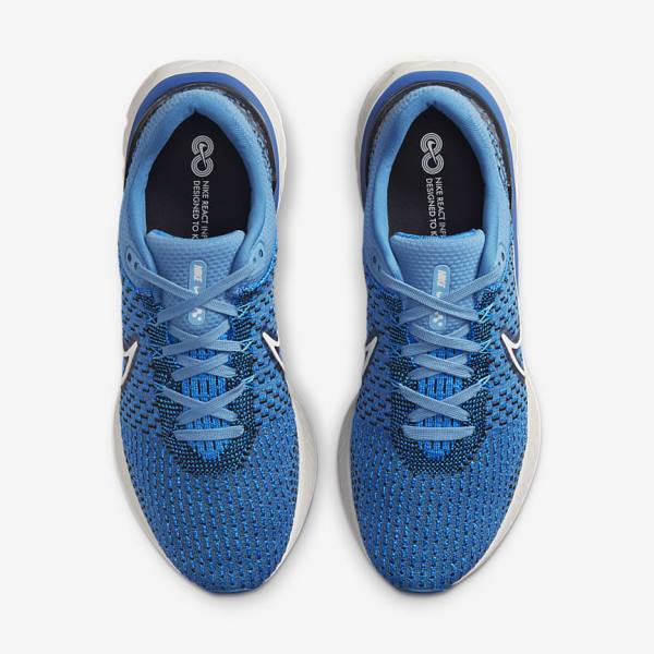 Men's Nike React Infinity Run Flyknit 3 Road Running Shoes Blue / Black | NK103YXC