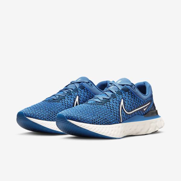 Men's Nike React Infinity Run Flyknit 3 Road Running Shoes Blue / Black | NK103YXC