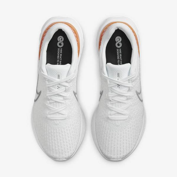 Men's Nike React Infinity Run Flyknit 3 Road Running Shoes White / Grey | NK456OYD