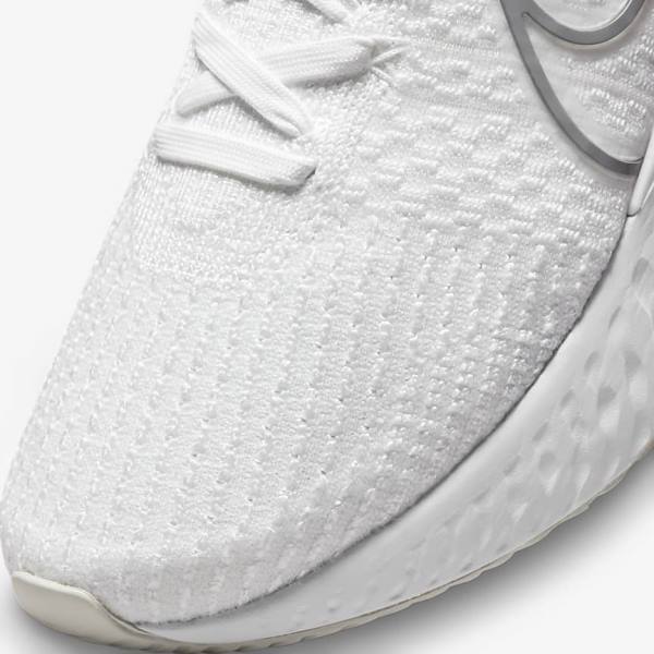 Men's Nike React Infinity Run Flyknit 3 Road Running Shoes White / Grey | NK456OYD