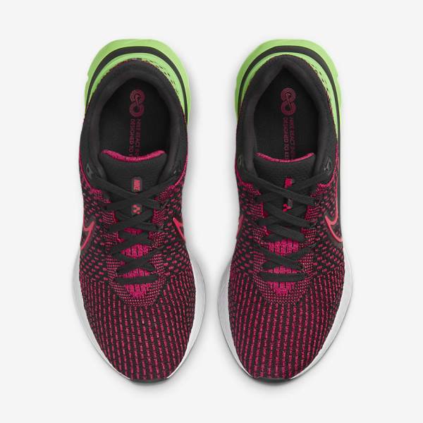 Men's Nike React Infinity Run Flyknit 3 Road Running Shoes Black / Green / Red | NK518ENI