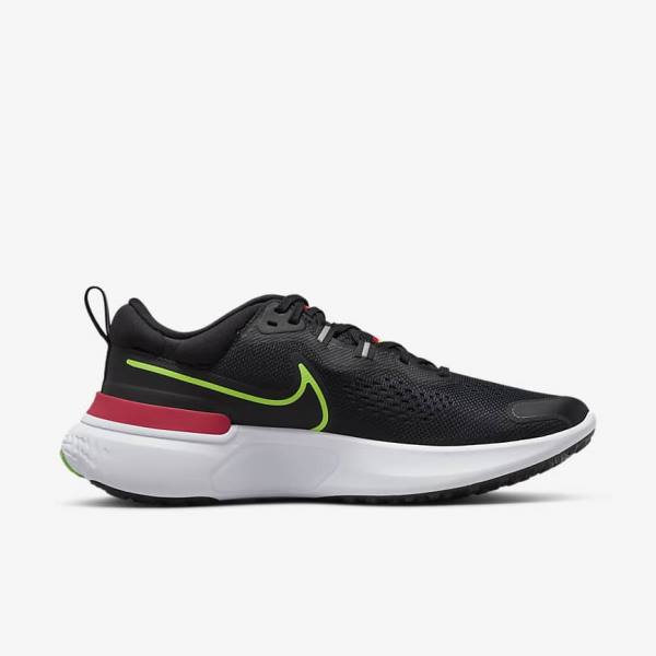 Men's Nike React Miler 2 Road Running Shoes Black / Red / White / Green | NK391IYG