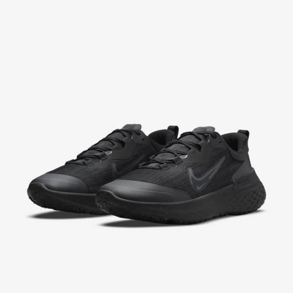 Men's Nike React Miler 2 Shield Weatherised Road Running Shoes Black / Dark Grey / Black | NK963OKX