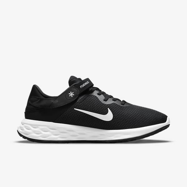 Men's Nike Revolution 6 FlyEase Next Nature Easy-On-And-Off Road (Extra Wide) Running Shoes Black / Grey / White | NK190DFY