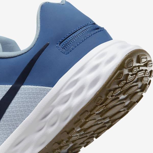 Men's Nike Revolution 6 FlyEase Next Nature Easy-On-And-Off Road (Extra Wide) Running Shoes Platinum / Dark Blue / Blue | NK283JBF