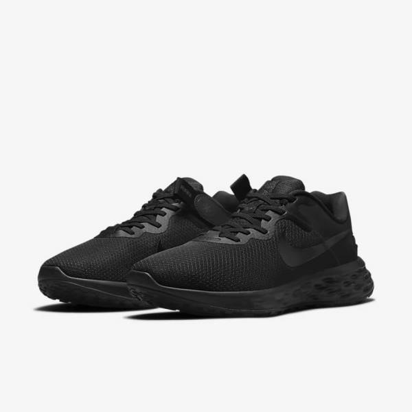 Men's Nike Revolution 6 FlyEase Next Nature Easy-On-And-Off Road (Extra Wide) Running Shoes Black / Dark Grey | NK289CJB