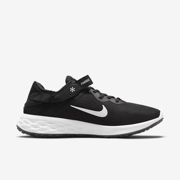 Men's Nike Revolution 6 FlyEase Next Nature Easy On-Off Road Running Shoes Black / Grey / White | NK519TKJ