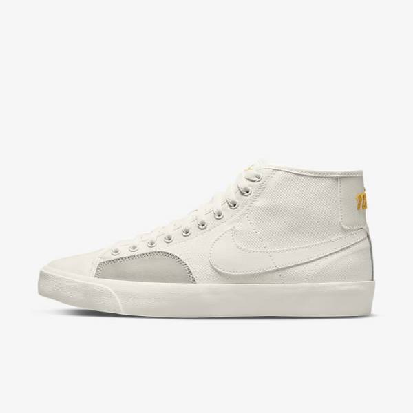 Men\'s Nike SB BLZR Court Mid Premium Skate Shoes White | NK051CEB