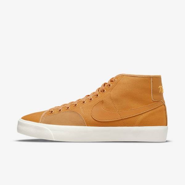 Men\'s Nike SB BLZR Court Mid Premium Skate Shoes Yellow | NK180NPU