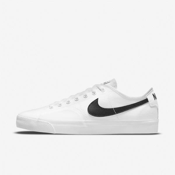 Men\'s Nike SB BLZR Court Skate Shoes White / Black / Black | NK321JSK