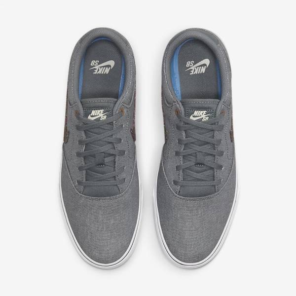 Men's Nike SB Chron 2 Canvas Premium Skate Shoes Grey / White | NK345FCK