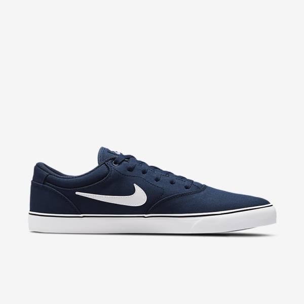 Men's Nike SB Chron 2 Canvas Skate Shoes Navy / Navy / Black / White | NK039FDT