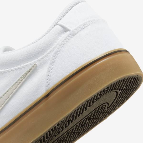 Men's Nike SB Chron 2 Canvas Skate Shoes White / Light Brown / Light Beige | NK146UJB