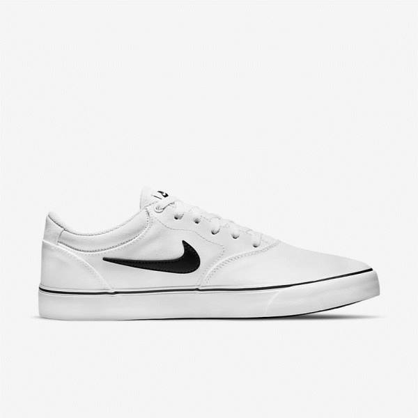 Men's Nike SB Chron 2 Canvas Skate Shoes White / Black | NK407NGJ