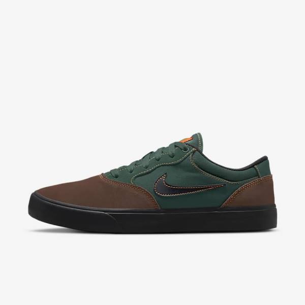 Men\'s Nike SB Chron 2 Skate Shoes Light Chocolate / Green / Orange / Black | NK527QOB