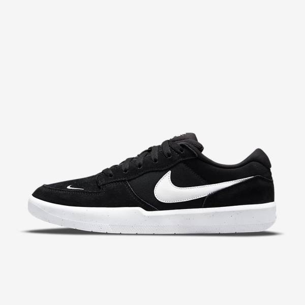 Men\'s Nike SB Force 58 Skate Shoes Black / White | NK192PVJ