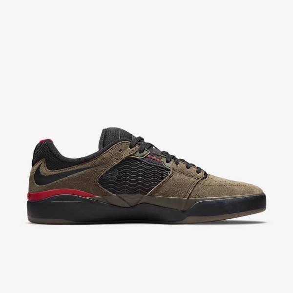 Men's Nike SB Ishod Wair Skate Shoes Light Olive / Light Olive / Red / Black | NK137UAJ