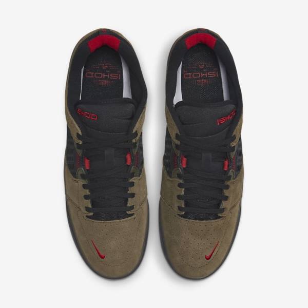 Men's Nike SB Ishod Wair Skate Shoes Light Olive / Light Olive / Red / Black | NK137UAJ