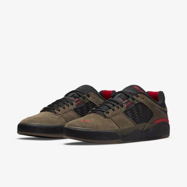 Men's Nike SB Ishod Wair Skate Shoes Light Olive / Light Olive / Red / Black | NK137UAJ