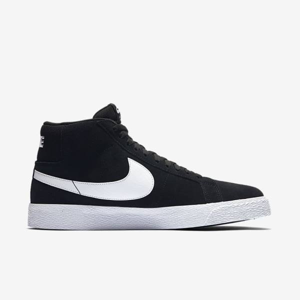 Men's Nike SB Zoom Blazer Mid Skate Shoes Black / White | NK965ASZ