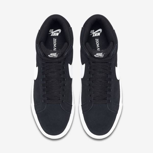 Men's Nike SB Zoom Blazer Mid Skate Shoes Black / White | NK965ASZ