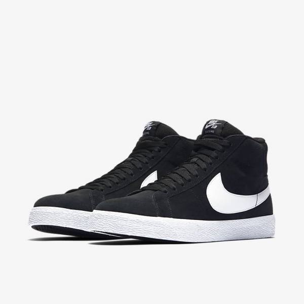 Men's Nike SB Zoom Blazer Mid Sneakers Black / White | NK325ZDC