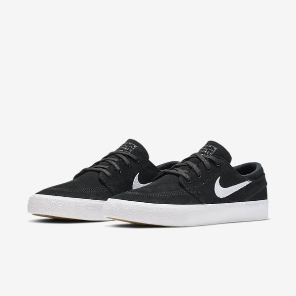 Men's Nike SB Zoom Stefan Janoski RM Skate Shoes Black / Grey / Light Brown / White | NK047HOS