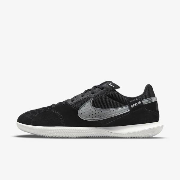 Men\'s Nike Streetgato Football Shoes Black / White | NK314DIX