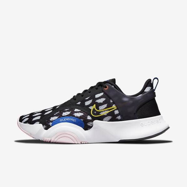 Men\'s Nike SuperRep Go 2 Training Shoes Black / White / Blue / Yellow | NK098SOZ