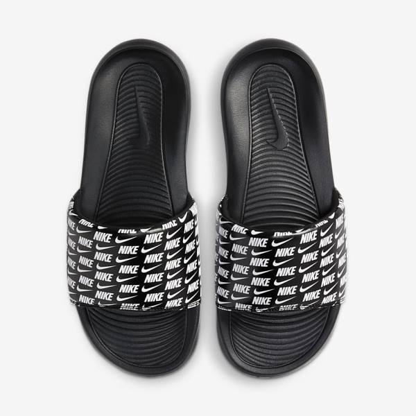 Men's Nike Victori One Printed Slides Black / White | NK432MPO