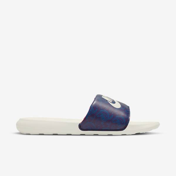 Men's Nike Victori One Printed Slides Blue / Dark Blue / Red | NK806AHL