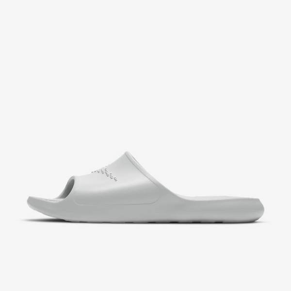 Men\'s Nike Victori One Shower Slides Light Grey / Light Grey / White | NK817PHV