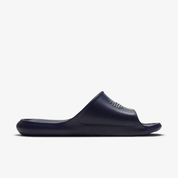 Men's Nike Victori One Shower Slides Navy / Navy / White | NK849ZPT