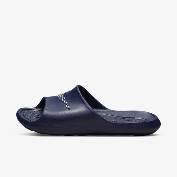 Men\'s Nike Victori One Shower Slides Navy / Navy / White | NK849ZPT