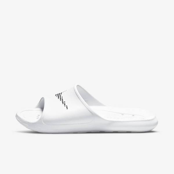 Men\'s Nike Victori One Shower Slides White / Black | NK820BLK