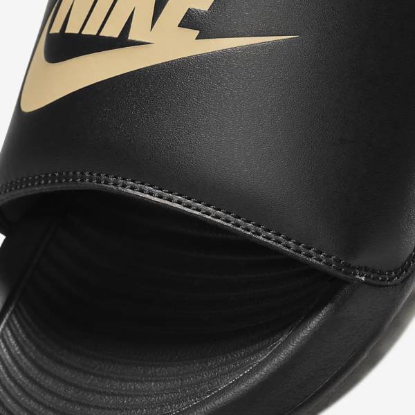 Men's Nike Victori One Slides Black / Metal Gold | NK275PAL