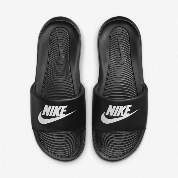 Men's Nike Victori One Slides Black / White | NK961MGD